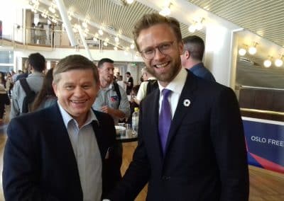 Oleg Elshin with Norwegian Minister of International Development Nikolai Astrup in Oslo